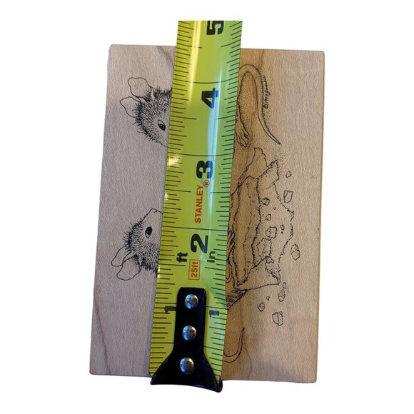 House Mouse Chocolate Heart Rubber Stamp Stampa Rosa 1998 Wood Mount Craft Tool - Picture 6 of 7